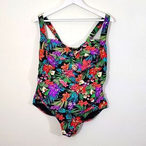 Catalina Tropical Floral Print One Piece Swim Suit Size 18-20W